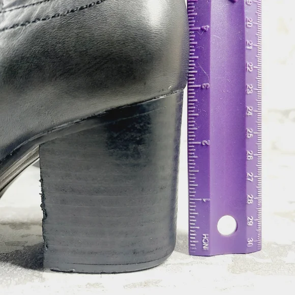 Franco Sarto Alexa Black Leather Zip Up Block Heel Tall Knee High Boots … - Picture 5 of 14